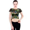 Peacock-army Crew Neck Crop Top View1