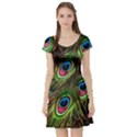 Peacock-army Short Sleeve Skater Dress View1