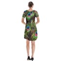 Peacock-army Short Sleeve V-neck Flare Dress View2