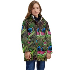 Peacock-army Kid s Hooded Longline Puffer Jacket