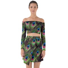 Peacock-army Off Shoulder Top With Skirt Set by nateshop