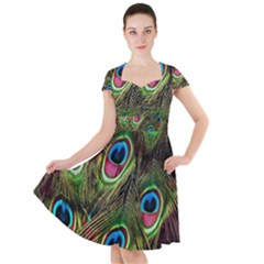 Peacock-army Cap Sleeve Midi Dress by nateshop