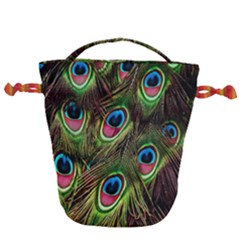 Peacock-army Drawstring Bucket Bag by nateshop