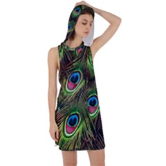 Peacock-army Racer Back Hoodie Dress by nateshop