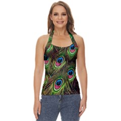 Peacock-army Basic Halter Top