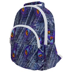 Peacock-feathers-blue Rounded Multi Pocket Backpack by nateshop