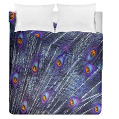 Peacock-feathers-blue Duvet Cover Double Side (queen Size) by nateshop