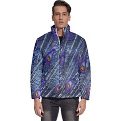 Peacock-feathers-blue Men s Puffer Bubble Jacket Coat