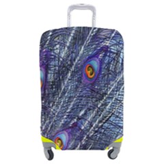 Peacock-feathers-blue Luggage Cover (medium) by nateshop