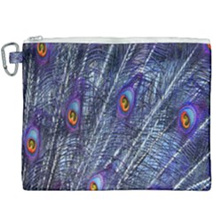 Peacock-feathers-blue Canvas Cosmetic Bag (xxxl) by nateshop