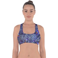 Peacock-feathers-blue Cross Back Hipster Bikini Top  by nateshop