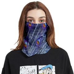 Peacock-feathers-blue Face Covering Bandana (two Sides)