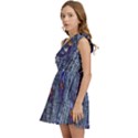 Peacock-feathers-blue Kids  One Shoulder Party Dress View3