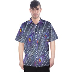 Peacock-feathers-blue Men s Hawaii Shirt