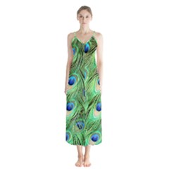 Peacock-green Button Up Chiffon Maxi Dress