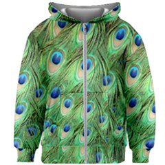 Peacock-green Kids  Zipper Hoodie Without Drawstring by nateshop