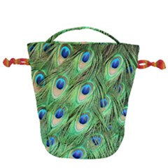 Peacock-green Drawstring Bucket Bag by nateshop