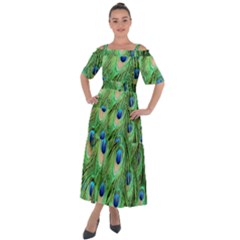 Peacock-green Shoulder Straps Boho Maxi Dress  by nateshop