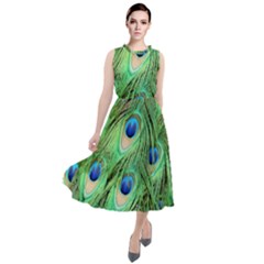 Peacock-green Round Neck Boho Dress by nateshop