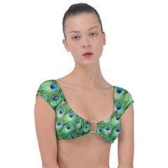 Peacock-green Cap Sleeve Ring Bikini Top by nateshop