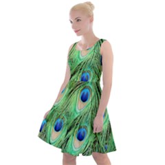 Peacock-green Knee Length Skater Dress by nateshop