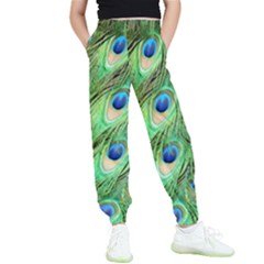 Peacock-green Kids  Elastic Waist Pants by nateshop