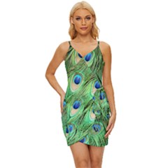 Peacock-green Wrap Tie Front Dress by nateshop