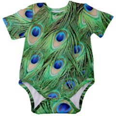 Peacock-green Baby Short Sleeve Onesie Bodysuit