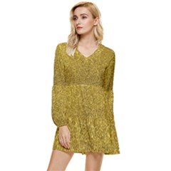 Glitter Tiered Long Sleeve Mini Dress by nateshop