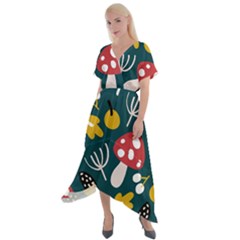 Autumn,mold Cross Front Sharkbite Hem Maxi Dress by nateshop