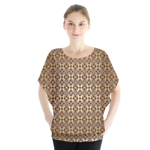 Background-chevron Chocolate Batwing Chiffon Blouse by nateshop