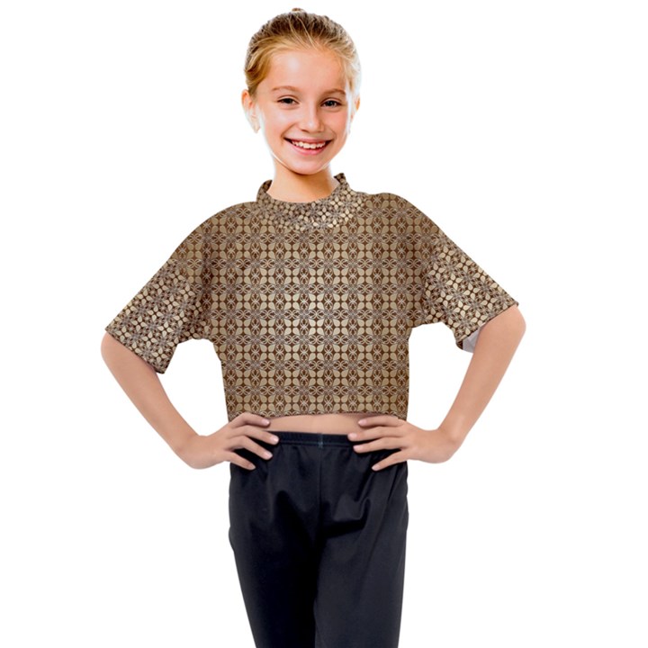 Background-chevron Chocolate Kids Mock Neck Tee