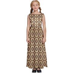 Background-chevron Chocolate Kids  Satin Sleeveless Maxi Dress