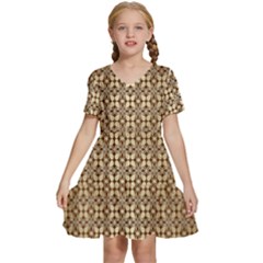 Background-chevron Chocolate Kids  Short Sleeve Tiered Mini Dress