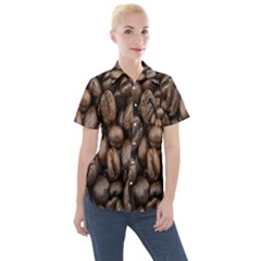 Black Coffe Women s Short Sleeve Pocket Shirt