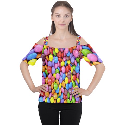 Candy Cutout Shoulder Tee by nateshop