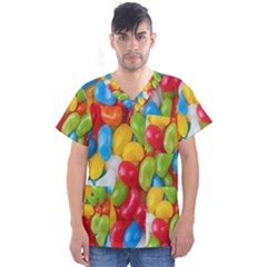 Candy-ball Men s V-neck Scrub Top