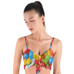 Candy-ball Woven Tie Front Bralet