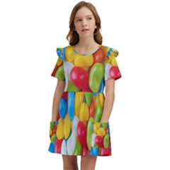 Candy-ball Kids  Frilly Sleeves Pocket Dress