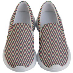 Chevron-gray Kids Lightweight Slip Ons by nateshop