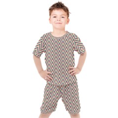 Chevron-gray Kids  Tee And Shorts Set by nateshop