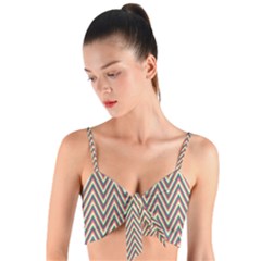 Chevron-gray Woven Tie Front Bralet