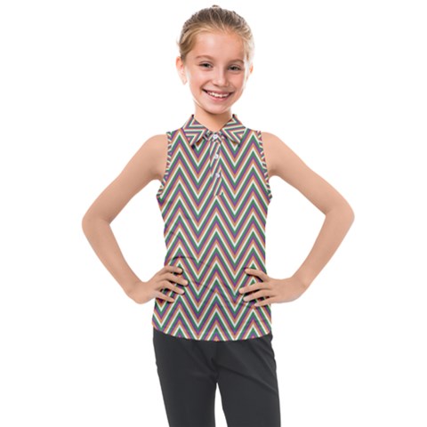 Chevron-gray Kids  Sleeveless Polo Tee by nateshop