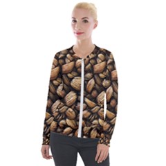 Coffe Velvet Zip Up Jacket by nateshop