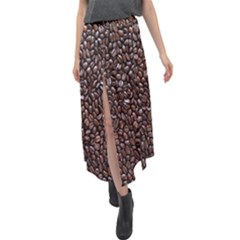 Coffee-beans Velour Split Maxi Skirt by nateshop