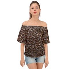 Coffee-beans Off Shoulder Short Sleeve Top by nateshop