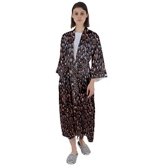 Coffee-beans Maxi Satin Kimono by nateshop