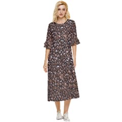 Coffee-beans Double Cuff Midi Dress by nateshop