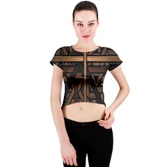 Fractal-dark Crew Neck Crop Top by nateshop