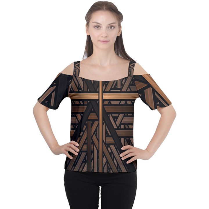 Fractal-dark Cutout Shoulder Tee